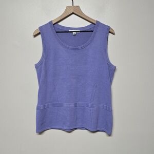 ST. JOHN‎  Womens Purple Sleeveless Knit Top Shirt Sz M Minimalist Quiet Luxury